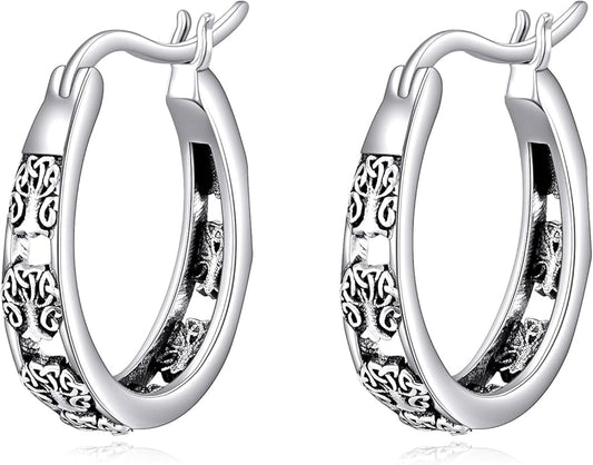 Sterling Silver Hoop Earrings Small Hoop Sun/Leaf/Triangle Huggie Earrings for Women Hypoallergenic