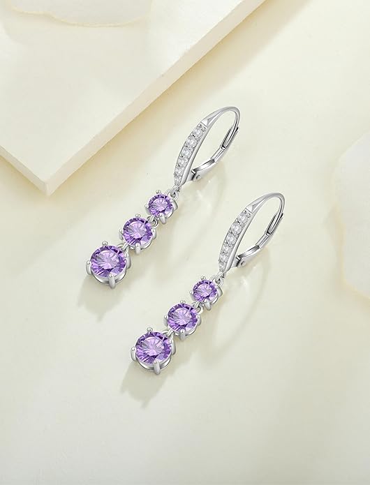 Starchenie Dangle Drop Earrings for Women 925 Sterling Silver Leverback Earrings Birthstone Jewelry