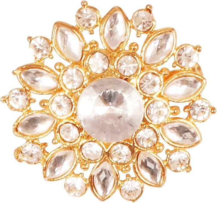 Touchstone Indian Bollywood Handcrafted Designer Jewelry Brooch Lapel Pin in Gold Or Silver Tone for Women.