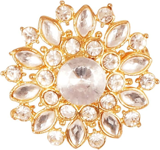 Touchstone Indian Bollywood Handcrafted Designer Jewelry Brooch Lapel Pin in Gold Or Silver Tone for Women.