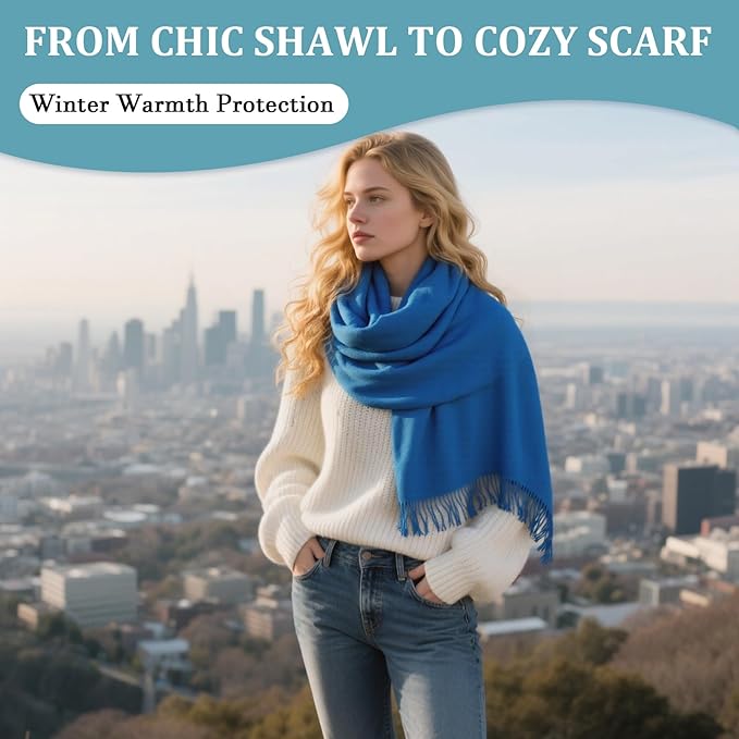 FLEESOFT Winter Wool Scarf Shawl -Thick Oversized Pashmina Shawl Wrap,Soft Warm Winter Scarves,Travel Blanket Scarf for Women
