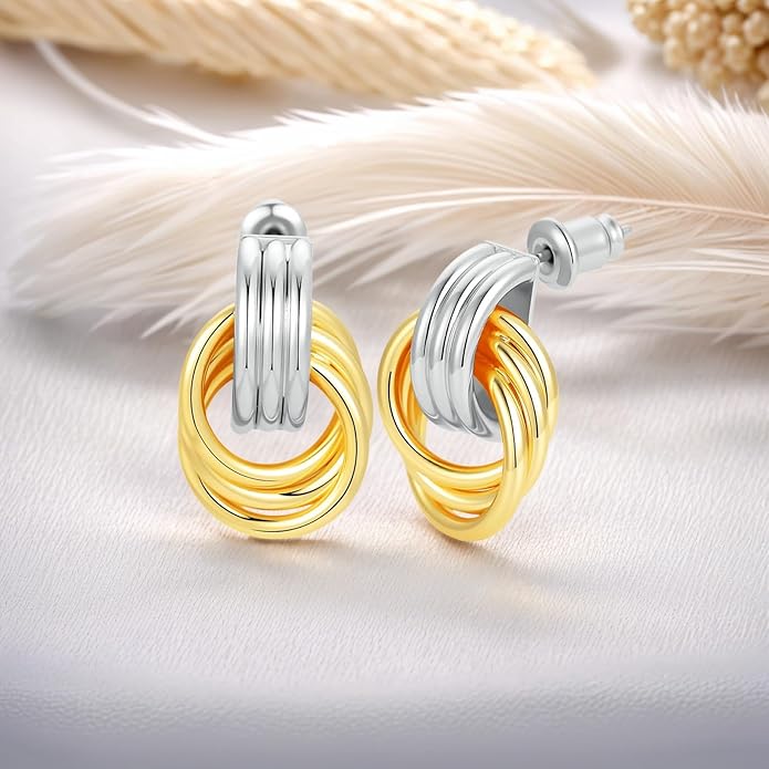Trendy 14K Gold Plated Knot Earrings are Thick and Charming Pendant Earrings for Women They are Lightweight Hypoallergenic Fashion Accessories Jewelry Gifts for Women