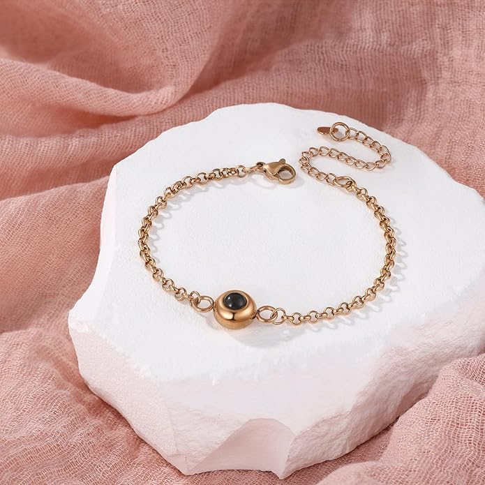 ROSI Personalized Bracelets with Picture Inside, Custom Projection Bracelets with Photos, Picture Bracelet Personalized Photo Gifts, Memorial Gifts for Women Mom Family Couple Girl