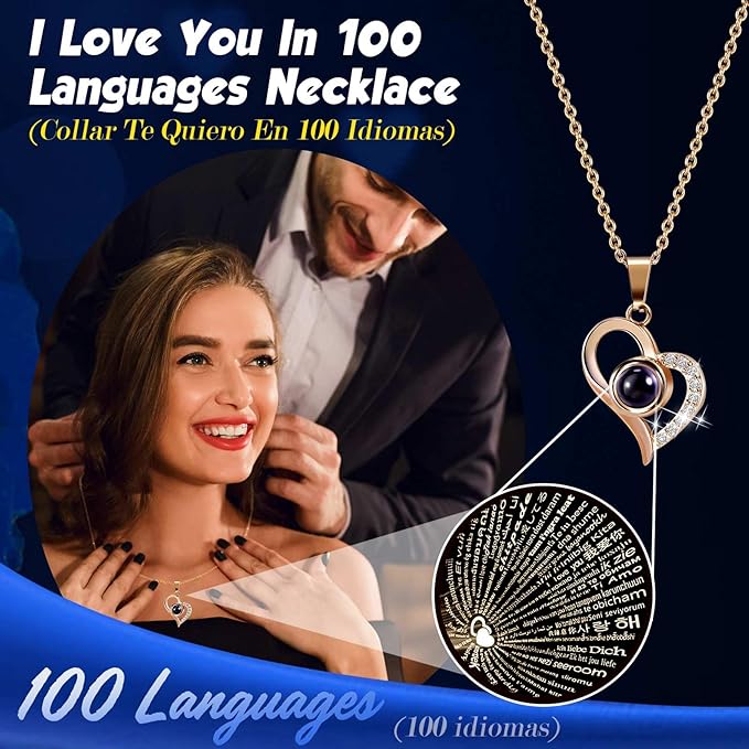 ADDWel Rose Gifts for Women - Preserved Real Roses Forever Blue Flowers with I Love You in 100 Languages Necklace and Cute Moss Bear for Girlfriend Wife Mom Grandma on Birthdays, Anniversaries