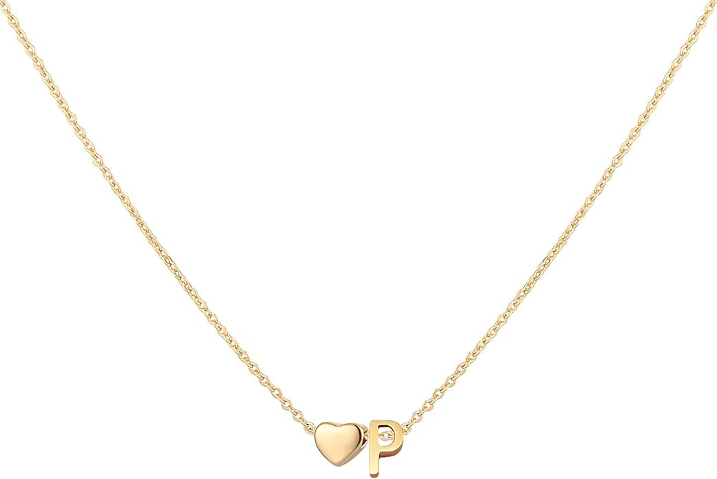 Initial Heart Necklace 18K Gold Plated Stainless Steel Tiny Heart Letter Necklace Personalized Monogram Name Necklace for Women