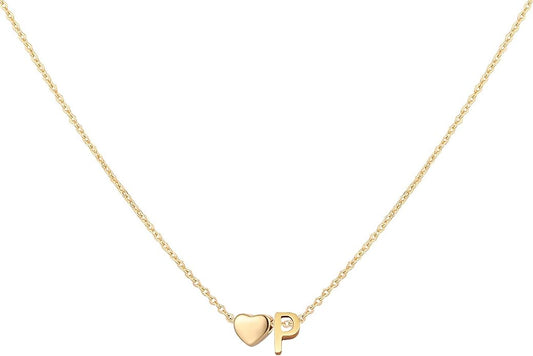 Initial Heart Necklace 18K Gold Plated Stainless Steel Tiny Heart Letter Necklace Personalized Monogram Name Necklace for Women