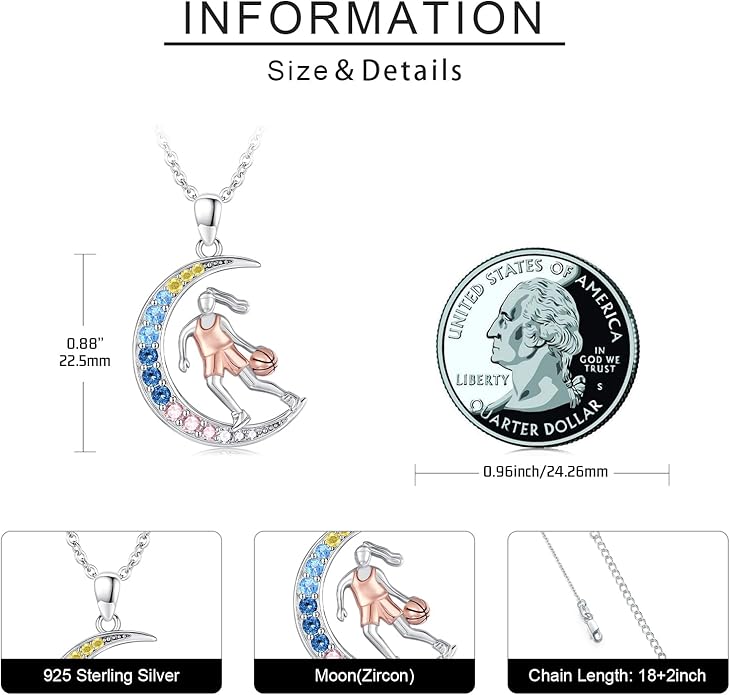 Soccer/Basketball/Gymnastics/Swimming/Ballet/Running/Golf/hockey Necklace 925 Sterling Silver Sport Jewelry Birthday Christmas Gifts for Women