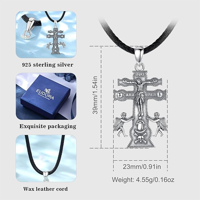 EUDORA 925 Sterling Silver St Christopher/St Benedict/St Michael/Virgin Mary/San Judas Tadeo/Good Shepherd Cross/Archangel Necklace Medal Pendant Protection Religious Amulet Jewelry For Men Women