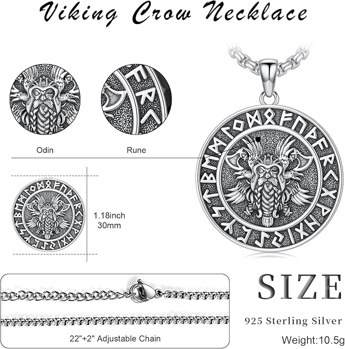 KoyeKei Viking Necklace for Men 925 Sterling Silver Viking Norse Pagan Jewelry Gifts for Women