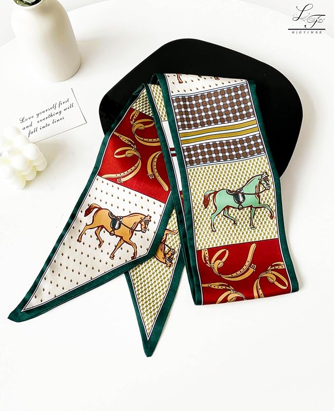 Hioyiwse Head Scarf Hair Neck Scarves For Women Purse Bag Scarfs For Handbags Silky Long Thin Satin Headscarf Fashion