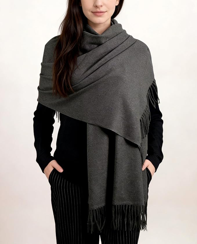 Achillea Warm Cashmere-Feel Winter Scarf – Pashmina Shawl Wrap, Blanket Scarf for Daily Wear, Travel & Cold Weather