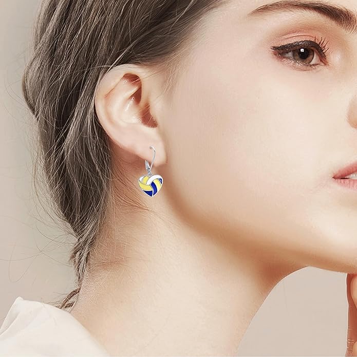 YFN Sports Jewelry Earrings 925 Sterling Silver Baseball Softball Basketball Rugby Football Tennis Volleyball Earrings for Women and Sports Fans Gifts