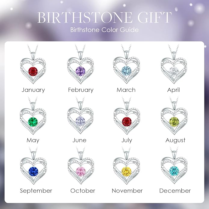 CDE Forever Love Heart Necklaces for Women, Wedding Anniversary, Birthday Mothers Day Gifts for Mom, Mother, Wife, Girlfriend, S925 Silver Jewelry with Birthstone Pendant
