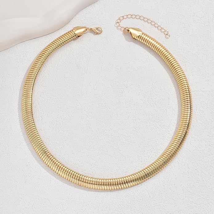 Chunky Gold Choker Necklaces for Women Non Tarnish Silver Statement Necklace for Women Chunky Necklace Open Round Gold Collar Necklace Trendy Jewelry