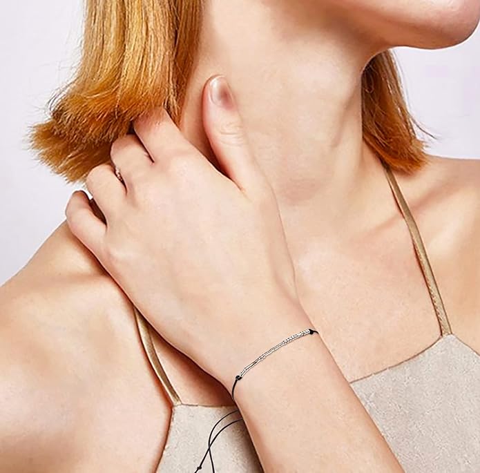 Monily Inspirational Gifts for Women Morse Code Bracelets for Women Funny Bracelet for Friend Funny Gift for Women Sterling Silver Bracelet for Women
