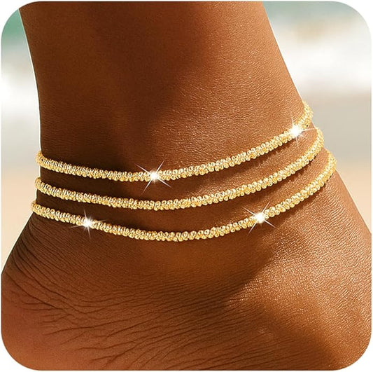Dainty Gold Shell Pearl Charm Ankle Bracelet for Women Trendy non-Tarnish Adjustable Anklet Summer Beach Fashion Jewelry Gift