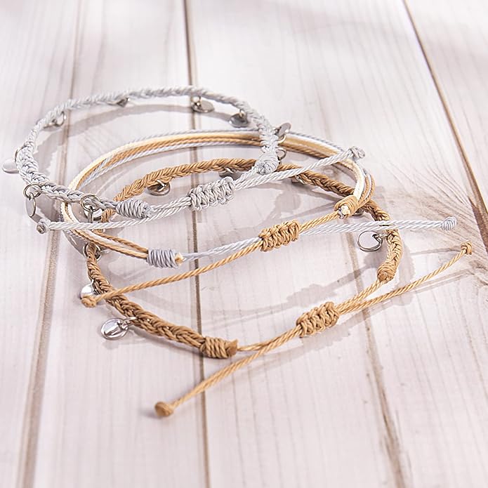 FANCY SHINY String Ankle Bracelets Waterproof Rope Anklets Braided Beach Boho Coin Anklets Cute Friendship Foot Jewelry for Women