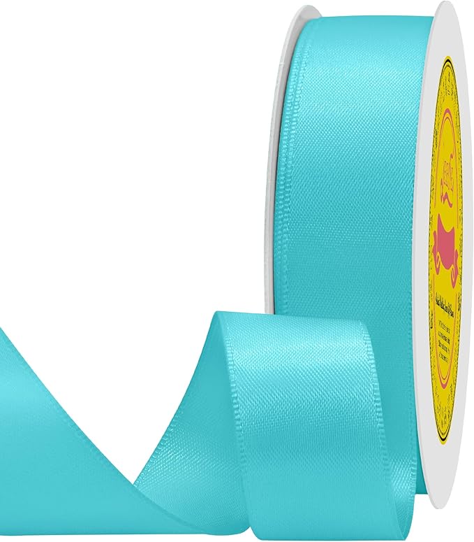 LEEQE Double Face Turquoise Satin Ribbon 7/8 inch X 25 Yards for Gift Wrapping Very Suitable for Weddings Party Hair Bow Invitation Decorations and More