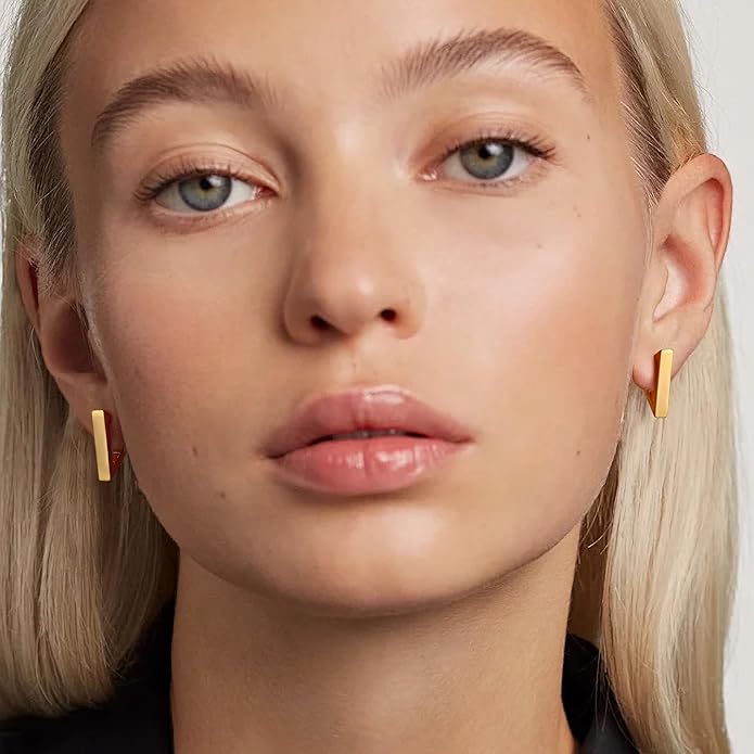 Gacimy Gold Huggie Hoop Earrings for Women 14k Gold Plated, Small Hoop Earrings for Women, 1/2 Inch Yellow Color Earrings for Women