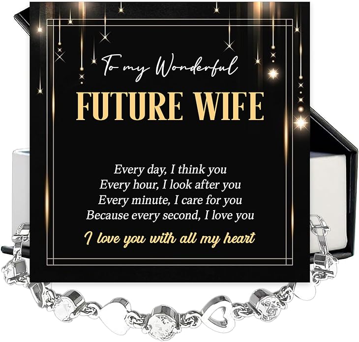 To My Future Wife Crystal Heart Bracelet Gift From Future Husband, Beautiful Jewelry Birthday, Christmas, Valentine’s Day, Bracelet For Her With Heartfelt Message & Elegant Box