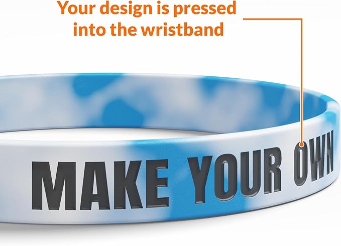 Custom Wristbands For Events, Fundraisers & Promotions | Add Text, Icons, & Logos | Bulk Rubber Bracelets | Classic 1/2” | 100% Silicone