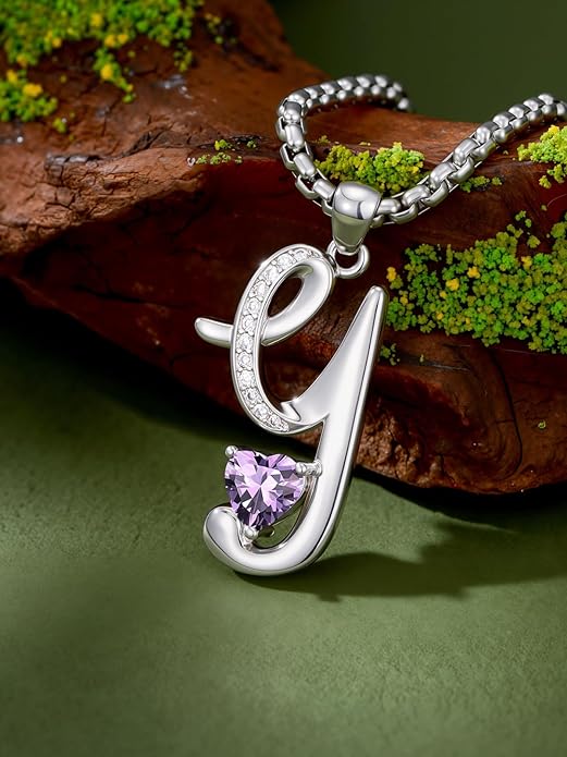 Christmas Gifts for Women Alphabet A to Z Initial Birthstone Pendant Necklaces for Women - 18k White Gold Plated Personalized Name Jewelry Valentine Mothers Day Birthday Gifts for Women Her Girlfriend
