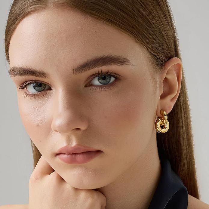 Green Crystal huggie gold hoop earrings for women Girls,14K Gold Plated with 925 Sterling Silver Post color Cubic Zirconia dainty cute Earrings| CZ Stud Earring