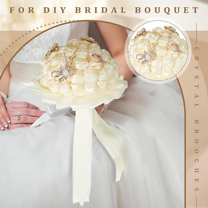 Ecally 4 Pcs Brooches and Pins for Women Crystal Pearl Brooch for Wedding Christmas Teacher Appreciation Gift