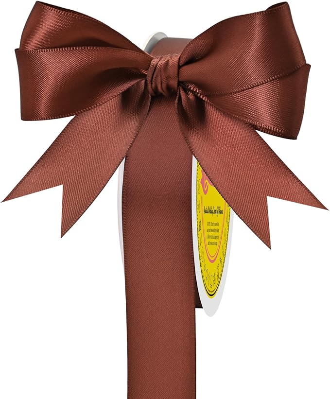 LEEQE Double Face Rust Satin Ribbon 7/8 inch X 25 Yards Polyester Rust Ribbon for Gift Wrapping Very Suitable for Weddings Party Hair Bow Invitation Decorations and More