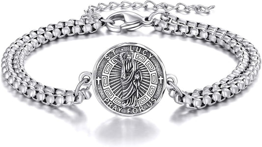 YFN Patron Saint Bracelet Sterling Silver Religious Protector Bracelet Jewelry Gift for Women Men