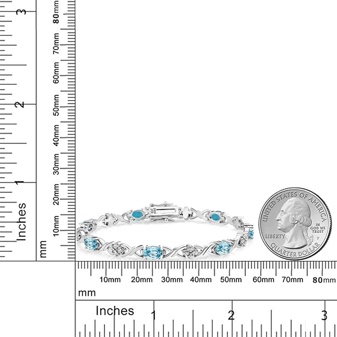 Gem Stone King 2-4 Cttw Infinity Link Gemstone Birthstone Tennis Bracelet for Women | 925 Sterling Silver | Oval 6X4MM | 7 Inch with Secure Clasp | Fine Jewelry for Her Mom Wife Anniversary