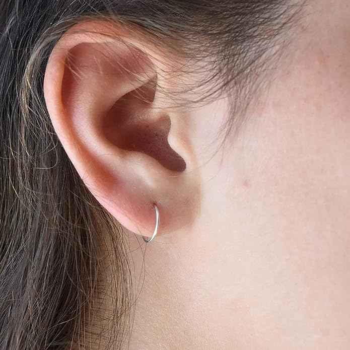 Silver Hoop Earrings- Cartilage Earring Small Hoop Earrings for Women Men,4 Pairs of Hypoallergenic 925 Sterling Silver Tragus Earrings