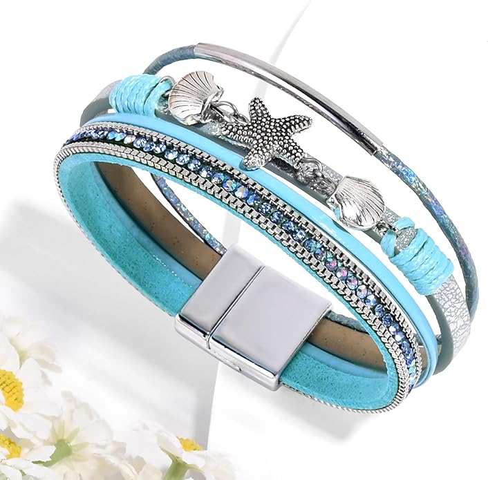 VIBILIA Boho Leather Wrap Bracelets for Women Multi-Layer Bracelets with Strong Clasp Jewelry for Women