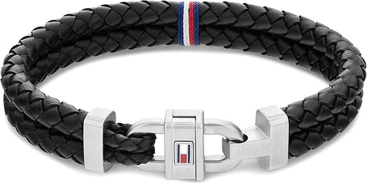 Tommy Hilfiger Men's Jewelry Carabiner Leather Bracelet