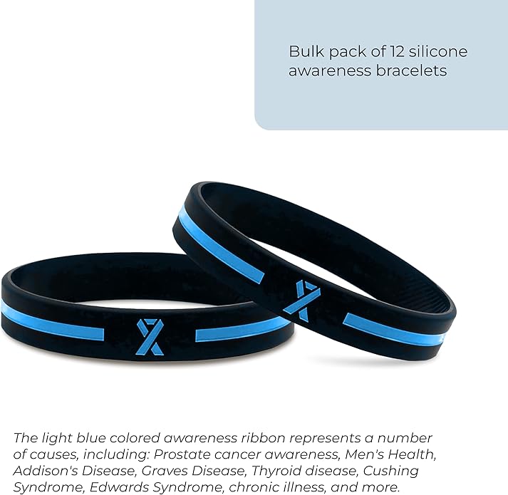 Inkstone Awareness Ribbon Silicone Bracelets (12-pack) - Wholesale Pack of 1 Dozen Unisex Wristbands for Men Women - Cancer Survivor Hospital Gifts Party Favors Giveaways Goodie Bag Items