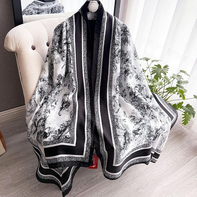 Clysoru Silk Scarf For Women Hair Scarves Lightweight Satin Elegant Shawl Wraps Bufanda Mujer Fashion Accessories 70.8"X35.4"
