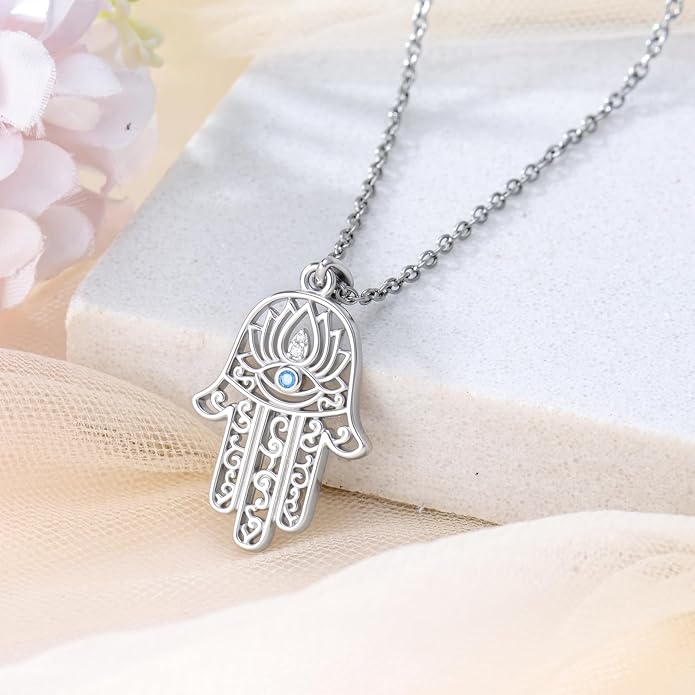 Evil Eye Necklace 925 Sterling Silver Nazar Eye Pendant Necklace Protection Amulet Jewelry Gifts for Women Men