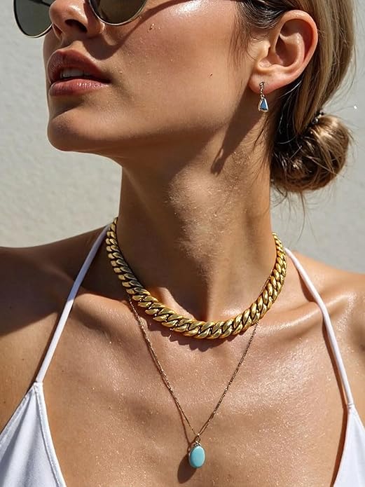 ChainsPro Chunky Miami Cuban Link Chains for Men,Stainless Steel Cuban Chain Necklace,4.8/6/10/14mm Width,No Tarnish& Thick Hip Hop Jewelry,18-30 inch Length, Black/Gold Plated/Silver,Send Gift Box
