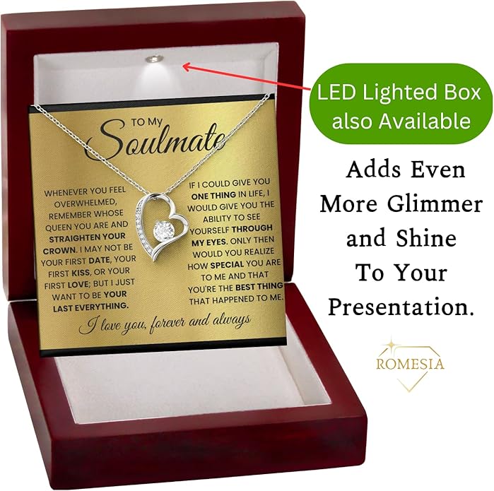 To My Soulmate Necklace For Women, Soul Mate Jewelry for Women, Future Wife Gifts, To My Wife Necklace from Husband, Gifts for Girlfriend, Pendant With Message Card