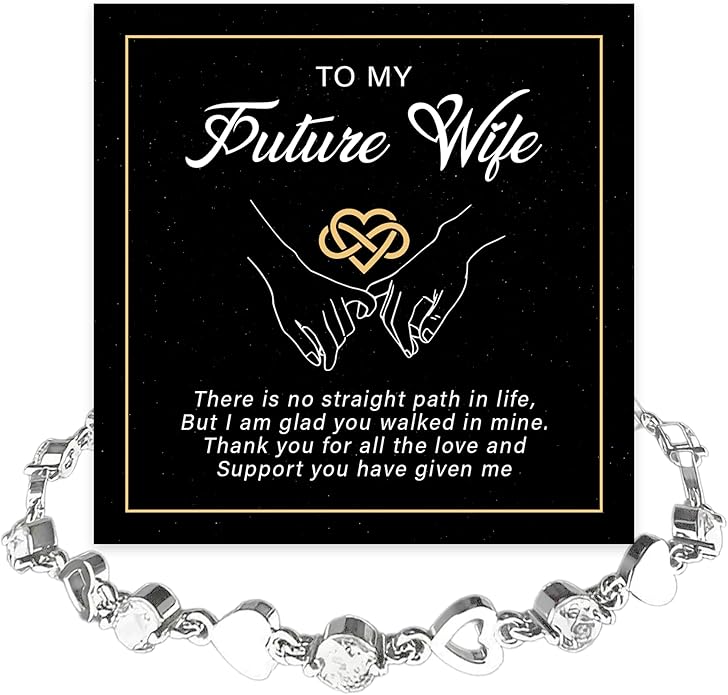 To My Future Wife Crystal Heart Bracelet Gift From Future Husband, Beautiful Jewelry Birthday, Christmas, Valentine’s Day, Bracelet For Her With Heartfelt Message & Elegant Box