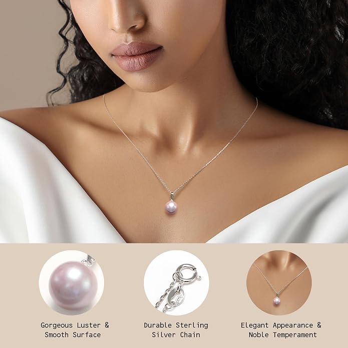 Freshwater Cultured Pearl Necklace, Real Pearl Necklace with Silver Chain and Clasp, Jewelry for Brides Wedding Gifts for Women Her Wife Sister