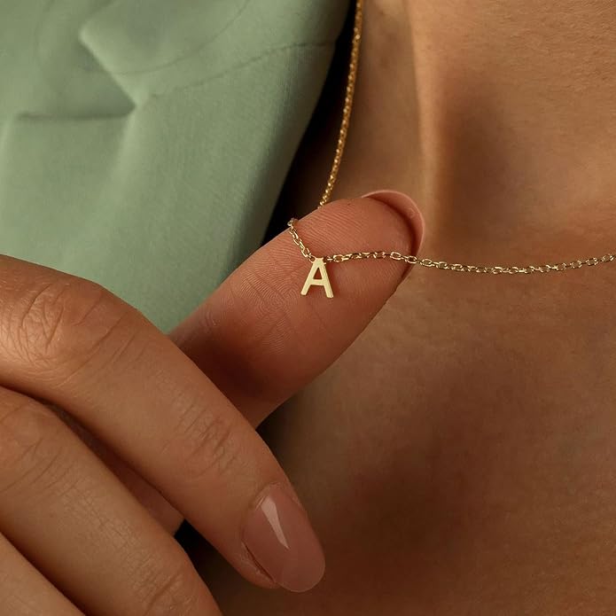 Small Initial Necklace 18K Gold Plated Stainless Steel Tiny Letter Necklace Personalized Monogram Name Necklace for Women