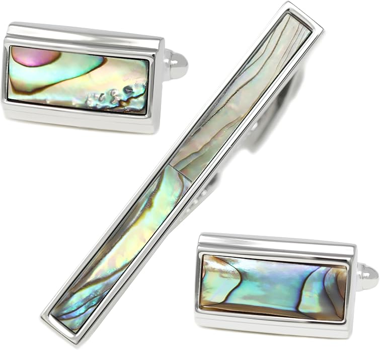 MENDEPOT Cufflinks And Tie Clip Set Men Wedding Accessory Gift Father's Day Birthday Cuff Links Tie Bar