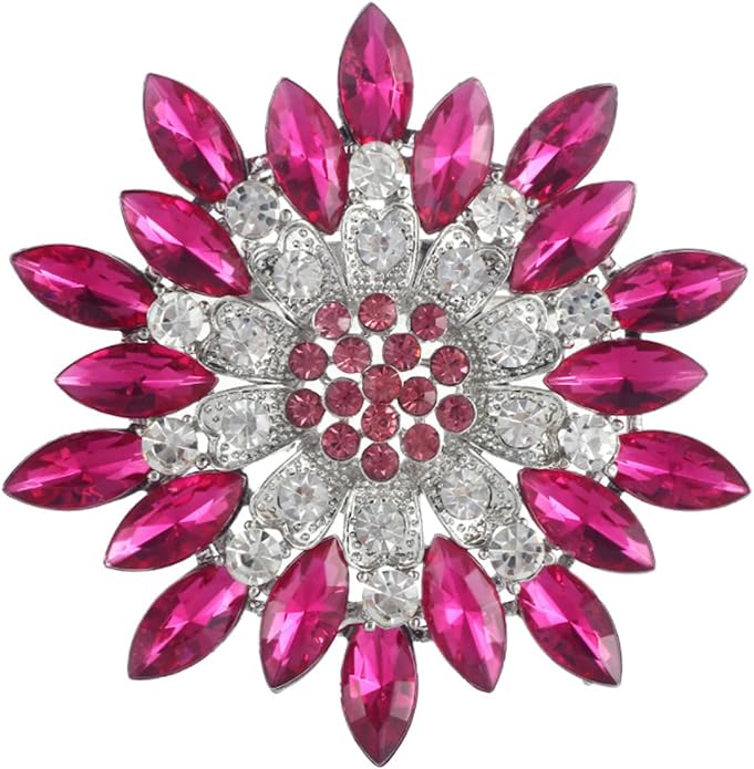Rhinestone Large Flower Brooches Pins for Women Fashion Sparkly Crystal Sunflower Statement Brooch Unique Wedding Party Suit Dress Jewelry Accessories