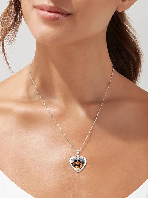 Supcare Locket Necklace That Holds Pictures-Engraved Photo Pendant Custom Jewellery Gifts for Men Women (with Jewellery Gift Box)