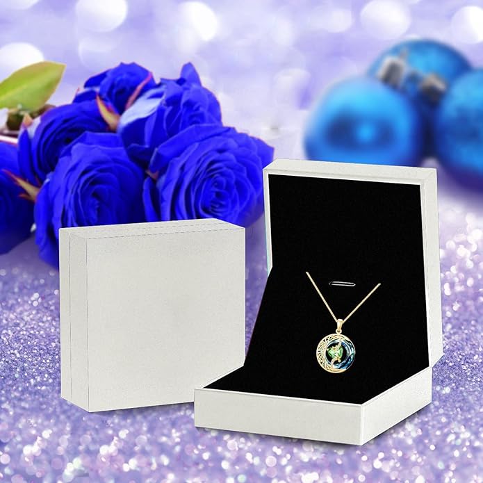 TOUPOP Christmas Gifts Birthstone Necklace 925 Sterling Silver Moon and Star Pendant with Blue Crystal Celtic Moon Jewelry Birthday Gifts for Women Mom Wife Her Daughter
