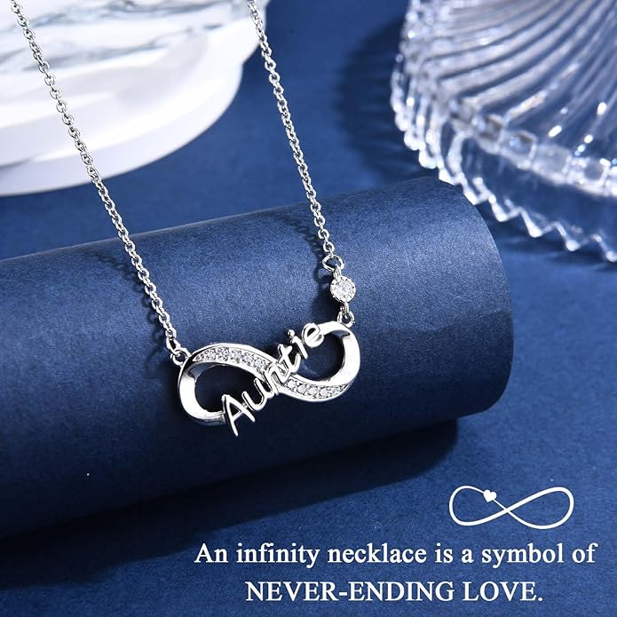 Infinity Mom Grandma Nana Sister Aunt Daughter Auntie Granddaughter Niece Necklace Gifts, Christmas Birthday Valentines Day Mothers Day Easter Graduation Back to School Gifts Stocking Stuffers Presents for Women Girls Her