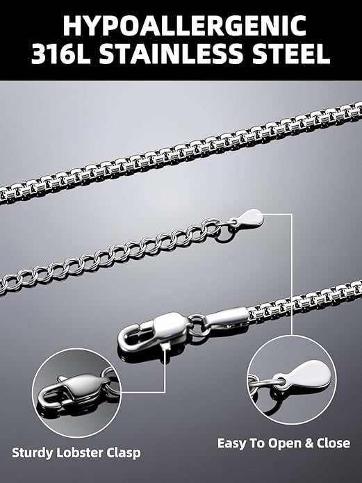 Bestyle 18K Gold Plated/Silver/Black Chain for Men, Hypoallergenic 2/4/6/8mm Stainless Steel Flat Link Chain Necklace for Men & Women Hip Hop Jewelry, 14-30"