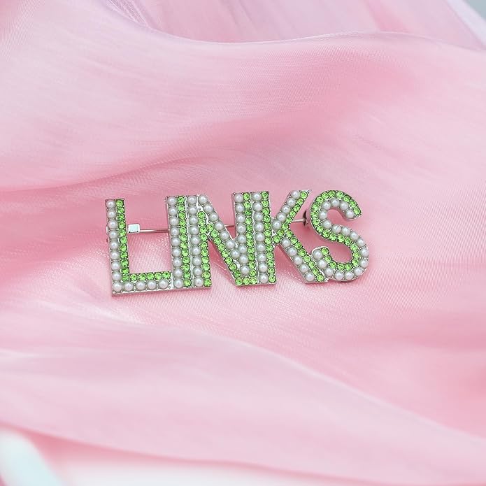 Greek Sorority Brooch Pin for Women Sorority Gift Paraphernalia Jewelry Green Rhinestone Pearl Brooch Pin Sisterhood Graduation Gift for Soror Sister