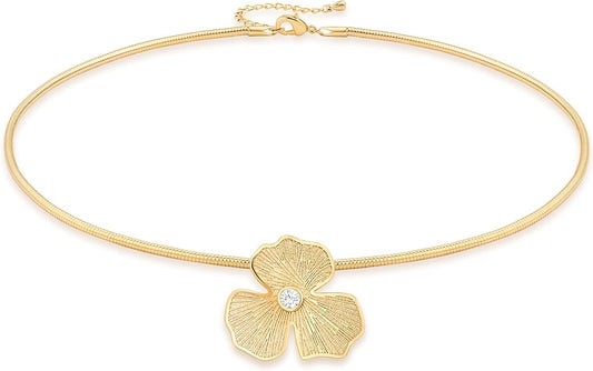 Aobei Pearl 18K Gold Plated Cuff Choker Necklace for Women Chunky Wire Chain Collar Jewelry